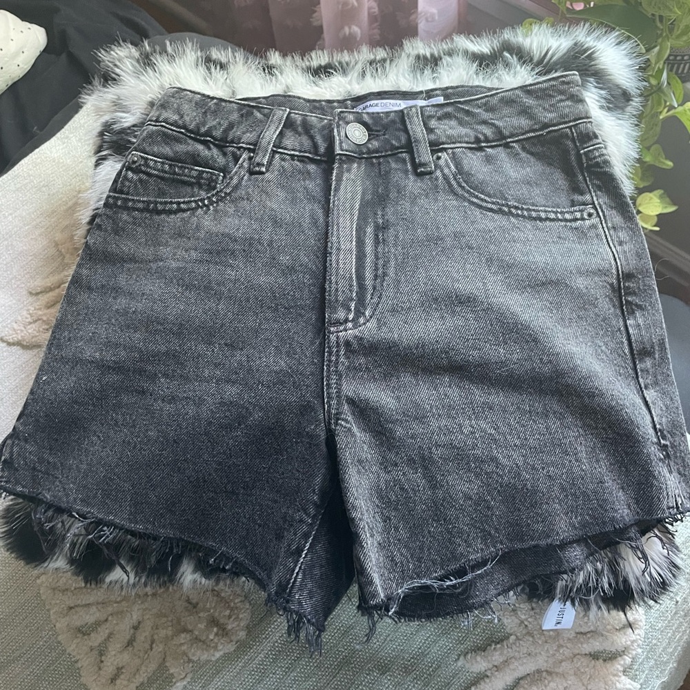Garage Black Wash Denim Shorts